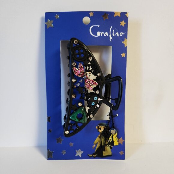 Laika Accessories - Coraline Hair Clip Dragonfly Black Cat Button Metal Claw Hair Clip New Laika
